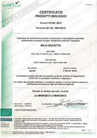 certificato prodotti biologici